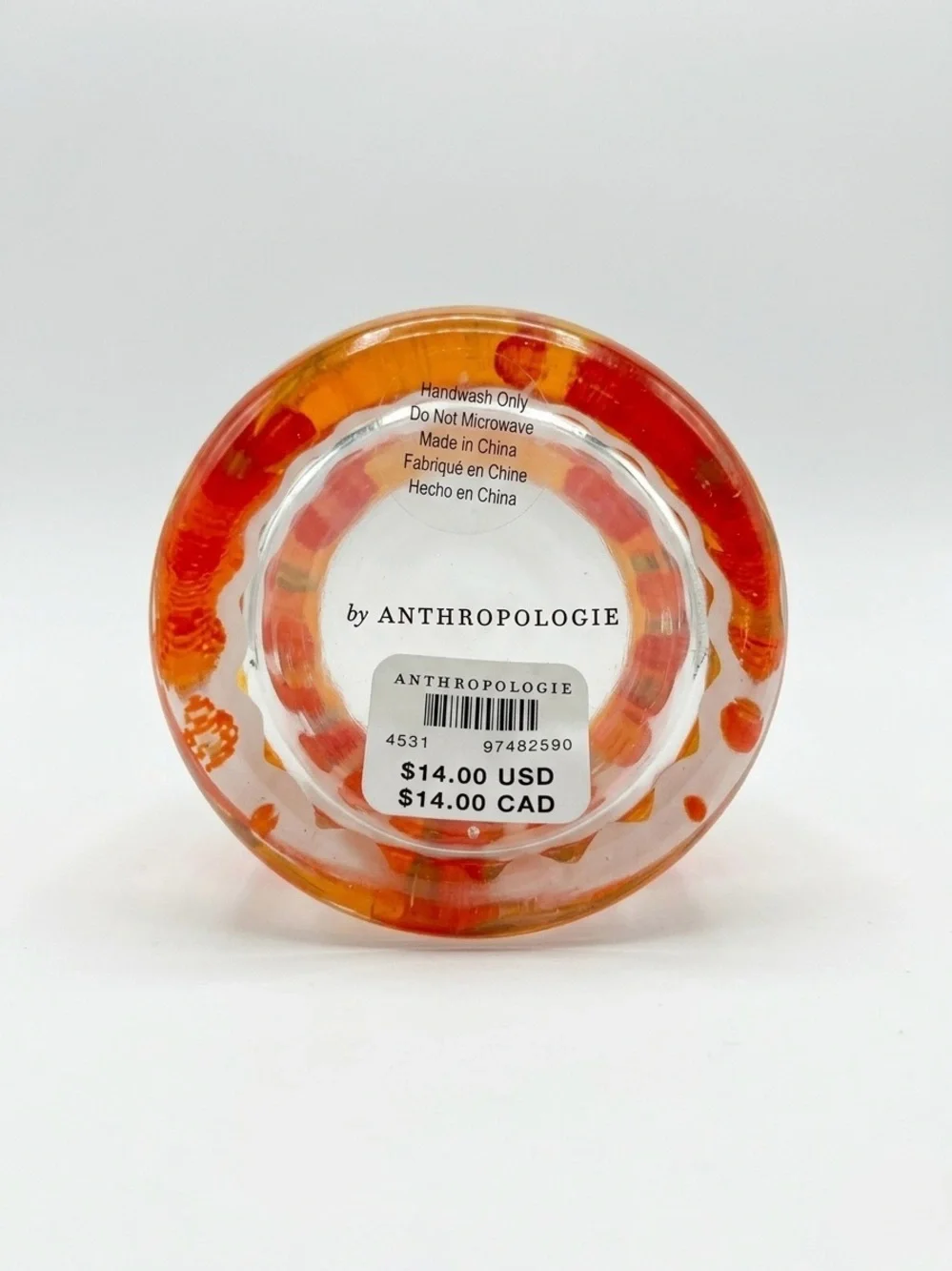 Anthropologie NWT Ischia Gingham Fruit Juice Glass Pear